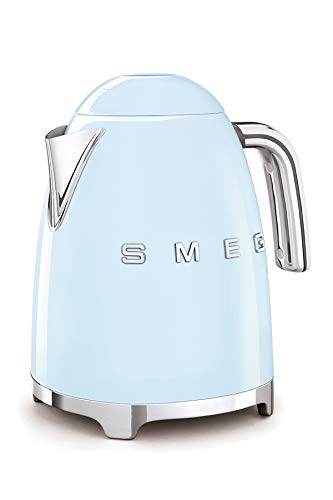 SMEG, KLF03PBEU 1.7L Kettle, Soft-Opening Jug Lid, Removable Stainless Steel Anti-Limescale Filter, Automatic Shut-Off at 100°C, Non-Slip Feet, 2400W Power, Blue on Sale